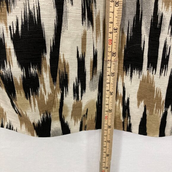 Silk Land size 1X Brown Black Abstract Silk 3/4 Sleeve Button Long Jacket - Picture 8 of 11